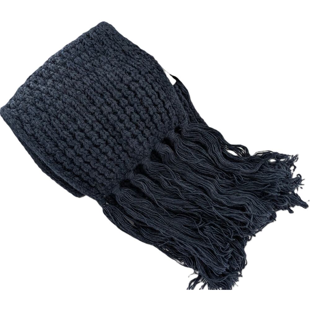 Sole Society Chunky Ribbed Scarf Cable Knit Fringed Hem - Picture 2 of 9